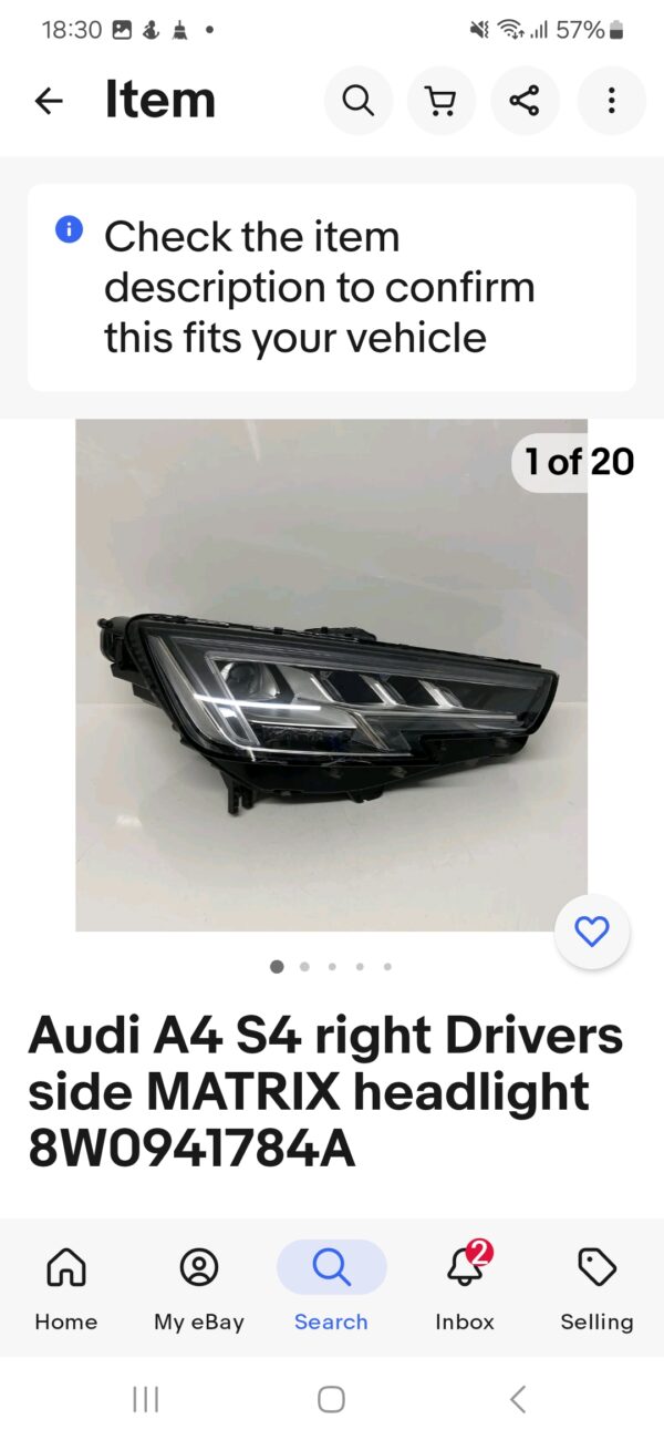 AUDI S4 DRIVERS HEADLAMP